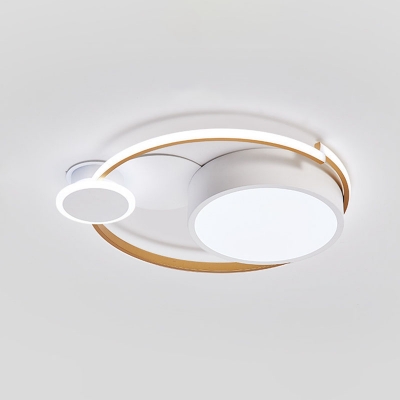 Round/Star and Planet Acrylic Ceiling Light Kids Style White/Gold LED Flush Mount Lighting in Warm/White Light, 19.5