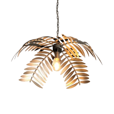 Silver/Gold Foliage Hanging Lamp Countryside Iron 1 Bulb Restaurant Ceiling Pendant Light