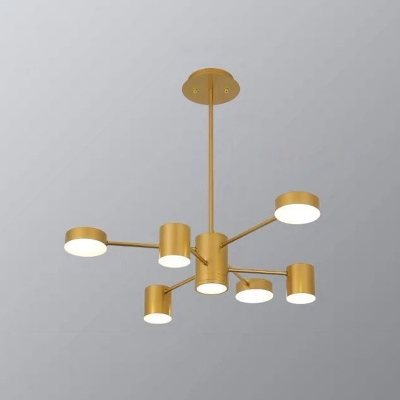 Sputnik Bedroom Hanging Chandelier Metal 8/10/12 Heads Post-Modern Suspension Light in Black/Gold