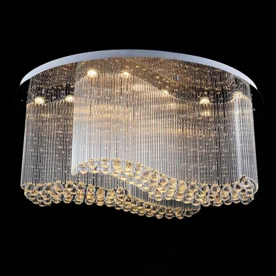 Stainless Steel Wavy Ceiling Light Fixture Contemporary Crystal Living Room LED Flush Mount Lamp, Small/Medium/Large