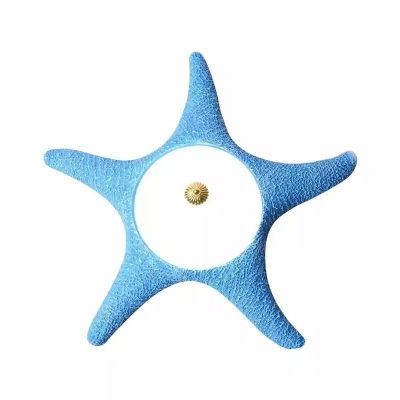 Starfish LED Flush Mounted Light Cartoon Resin Yellow/Blue Ceiling Fixture with Dome Cream Glass Shade, Warm/White Light