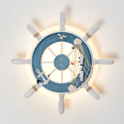 White Rudder/Anchor LED Wall Lamp Fixture Kids Acrylic Sconce Lighting for Kindergarten