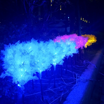 10 Pieces Rime Tree Stake Lighting Nordic Plastic Outdoor LED Pathway Light in Yellow/Blue/Pink