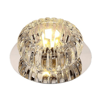 3/5w Round Mini Flush Mount Lamp Simple Clear Crystal Living Room LED Ceiling Light in Warm/White/Multicolored Light