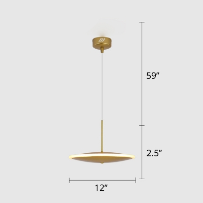 Aluminum Flying Saucer Ceiling Pendant Post-Modern Brass LED Suspension Lighting for Dining Room, 8