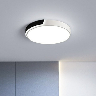 Bedroom LED Flush Ceiling Light Nordic Black and White Flush Mount with Round/Square/Rectangle Acrylic Shade, Warm/White/3 Color Light