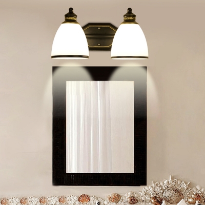 Bell Bathroom Vanity Wall Light Vintage Ivory Glass 1/2-Bulb Black Wall Lighting Ideas