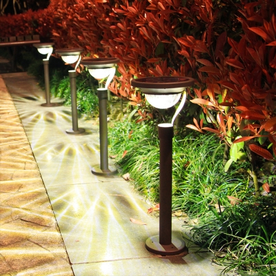 Black Bowl Solar Path Lamp Minimalist Metal LED Stake Lighting for Garden, Pack of 1 Pc