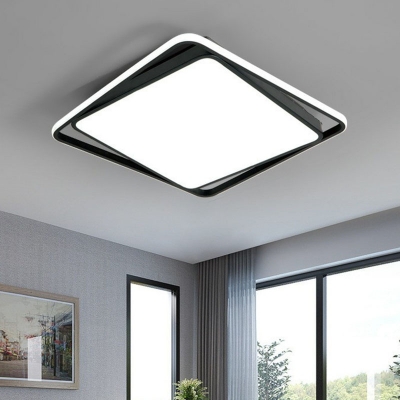 Black Square/Rectangle Ceiling Flush Light Simplicity LED Acrylic Flush-Mount Light Fixture in Warm/White Light