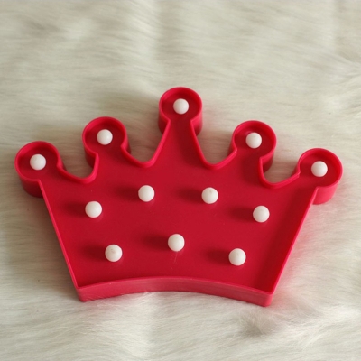 Crown Girls Bedroom Battery Night Light Plastic Cartoon LED Wall Night Lighting in Red/White/Pink