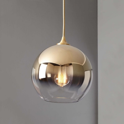 Fading Glass Sphere Pendant Light Novelty Postmodern 1-Light Silver/Gold/Bronze Ceiling Hang Lamp, Small/Medium/Large