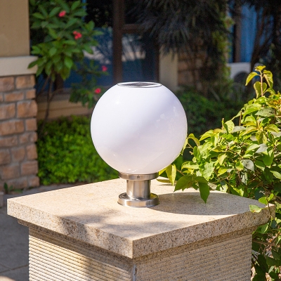 Globe LED Solar Post Light Simplicity Silver-White Acrylic Landscape Lighting, 8