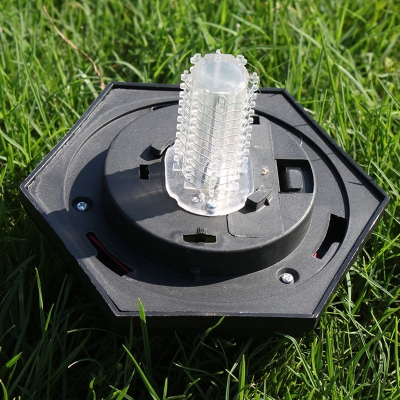 Hexagonal Solar Outdoor Mosquito Light Trap Plastic Modern LED Ground Lighting in Black, 1 Piece