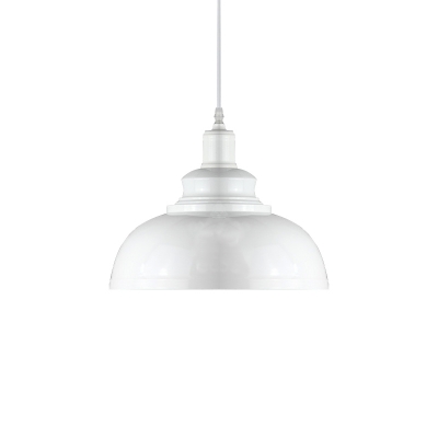 Industrial Bowl Pendant Lighting 1-Light Iron Small/Large Ceiling Hang Lamp in Black/White/Rust for Restaurant