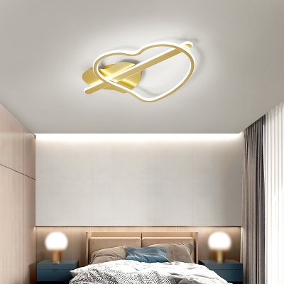 Loving Heart LED Ceiling Fixture Minimalist Acrylic Gold/Coffee Semi Flush Mount Light in White