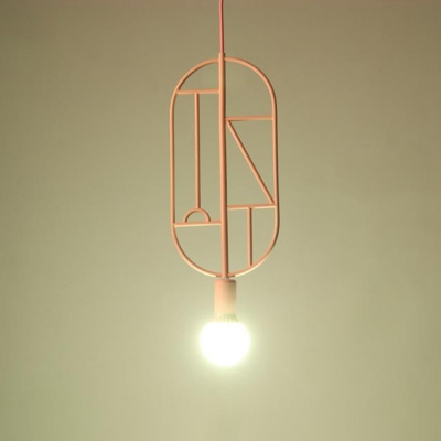 Macaron Creative Round/Oval Pendulum Light Metal 1 Bulb Bedside Down Lighting Pendant in Pink/Blue