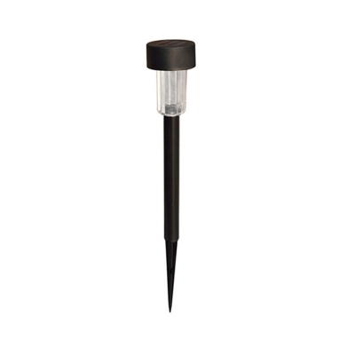 Modern LED Solar Stake Lamp Black/Silver Tubular Battery Lawn Light with Stainless Steel Shade