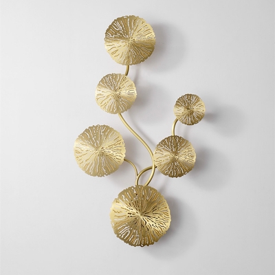 Modern Lotus Leaf Wall Sconce Metal 4/6/8 Heads Living Room Wall Mounted Light in Brass