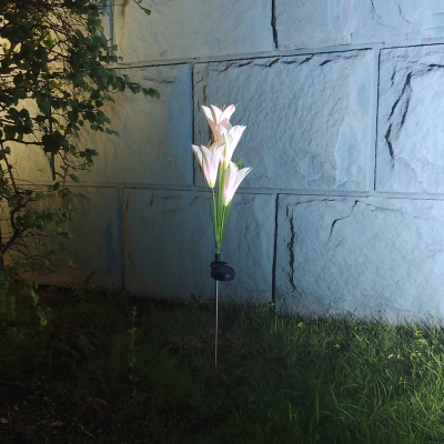 Pack of 1 Pc Lily Solar Stake Lamp Contemporary Plastic Pathway LED Ground Light in White/Red/Blue