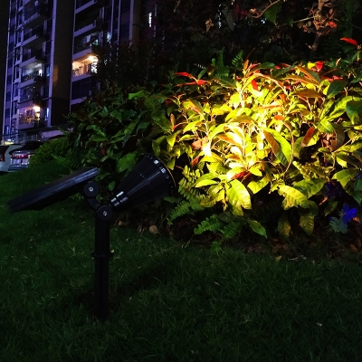 Plastic Cone Solar Landscape Spotlight Modern Black LED Stake Lamp in Warm/White/Multicolored Light, 10 PCs