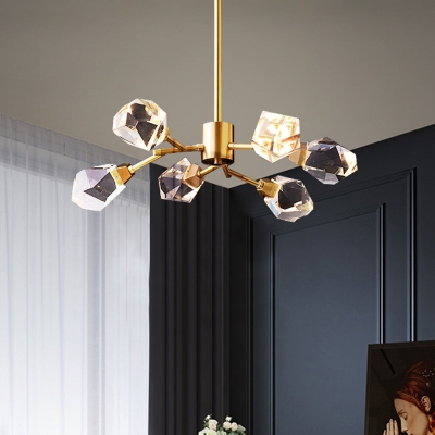 Postmodern Branch Chandelier Light 6/12/18 Bulbs Clear Crystal Hanging Pendant for Living Room