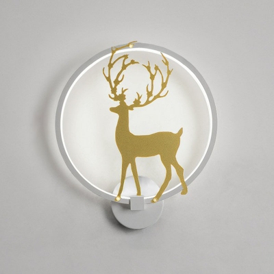 Sika Deer LED Wall Sconce Nordic Metal Black/White Hoop Wall Mounted Lighting in Warm/White/3 Color Light