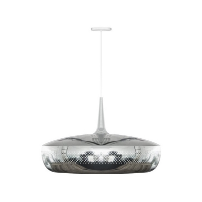 Silver/White/Gold Round Pendulum Light Postmodern Metal LED Hanging Pendant with Pierced Side, Warm/White Light