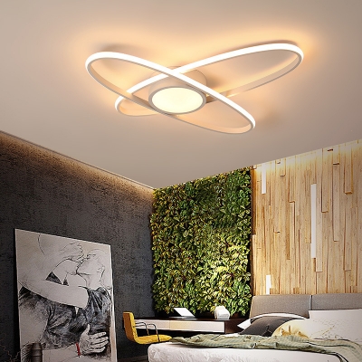 Small/Large Orbit Ceiling Mount Light Minimalist Acrylic Bedroom LED Semi Flush Mount in Black/White