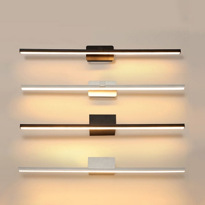Small/Medium/Large Linear Vanity Wall Light Simple Aluminum Black/White LED Wall Lighting in Warm/White Light
