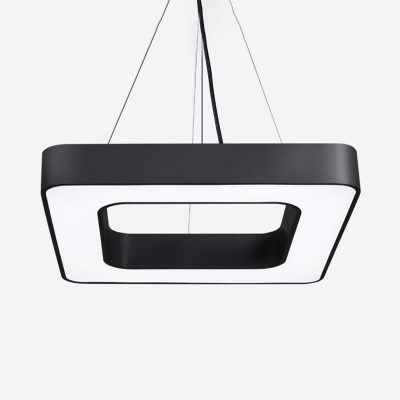 Small/Medium/Large Square Pendant Light Minimalist Acrylic Black LED Hanging Lamp for Restaurant