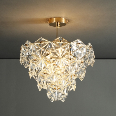 Snowflake Shaped Crystal Chandelier Post-Modern 3/7-Head Gold Finish Hanging Light Kit, 12