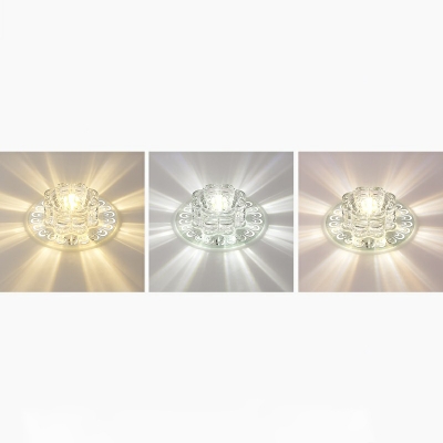 Stylish Modern Flower Flushmount Lighting Clear Crystal Passageway LED Ceiling Fixture in Warm/White Light/Third Gear, 5.5