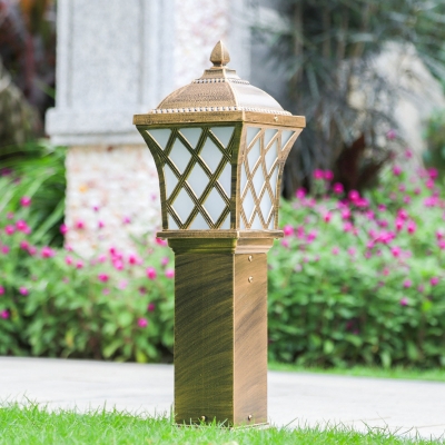 Traditional Trellis Path Lantern 1-Head Acrylic Ground Light in Black/Bronze for Outdoor, 23.5