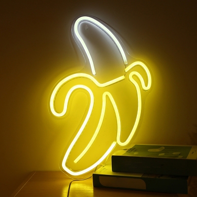 White Peeled Banana Night Light Cartoon Acrylic LED Wall Lamp with USB Power Cord