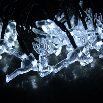 13.1ft Plastic Reindeer Solar String Lamp Decorative 20 Bulbs Black LED Festive Light in Warm/White/Multi-Color Light