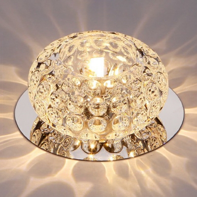 3/5w Mini Donut Foyer Ceiling Lamp Clear Crystal Modern LED Flush Mounted Light in Warm/White/Blue Light