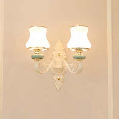 6/8/10 Heads Flared Chandelier Traditional White Frosted Glass Ceiling Suspension Lamp for Bedroom