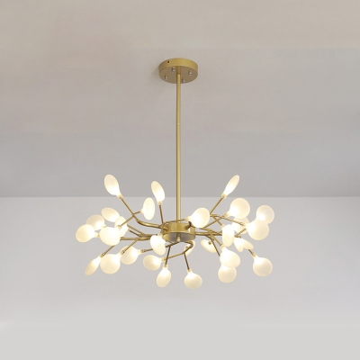 Acrylic Firefly Chandelier Lamp Modernist 30/45/54 Lights Pendant Light Fixture in Black/Gold