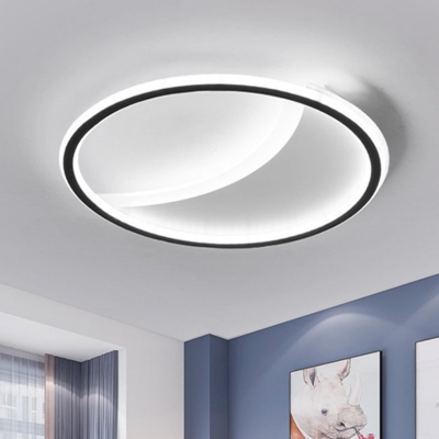 Acrylic Moon Shaped Ceiling Lamp Simplicity Black LED Flush Mount Light in Warm/White Light