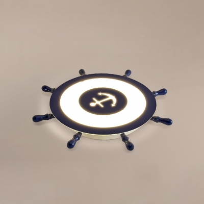 Acrylic Rudder Shaped Ceiling Light Kids Style Blue Flushmount Lighting in Warm/White Light, 23