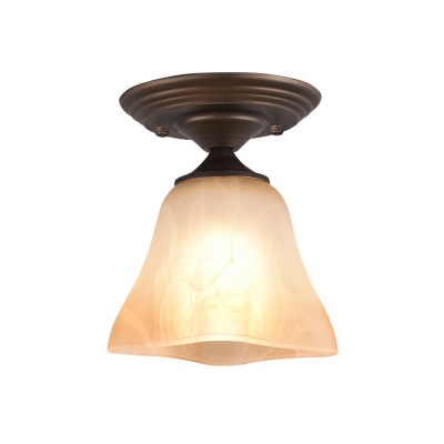 Amber Alabaster Glass Bell Flush Light, Amber Glass Bell Lamp Shade