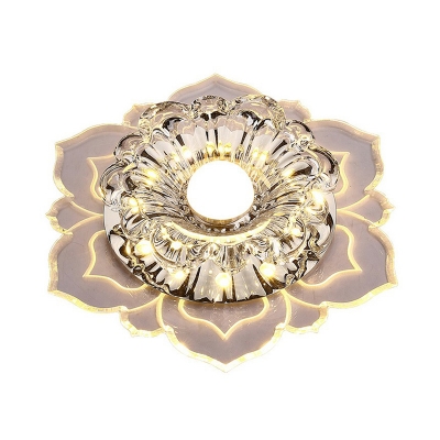 Blossom Ceiling Mounted Light Modern Clear Crystal Hallway LED Flushmount in Warm/White/Pink Light, 3/5w