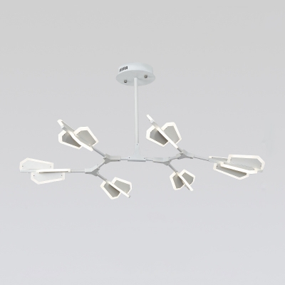 Branch Shaped Rotating Pendant Light Nordic Acrylic 5/6/8-Light Living Room Chandelier in Black/White