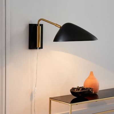 Cone/Tube Living Room Wall Light Kit Metallic Single-Bulb Postmodern Wall Mounted Lamp in Black/Brass