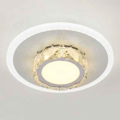Cut Crystal Round/Square Ceiling Flush Mount Nordic Black/White LED Flushmount Light in Warm/White/Inner White Outer Warm Light