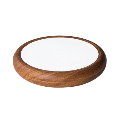 Dark Wood Grain Round Flush Mount Nordic Acrylic Small/Medium/Large Surface Mounted LED Ceiling Lamp in Warm/White/3 Color Light
