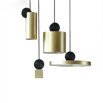 Flat/Tube/Cube Mini Down Lighting Pendant Postmodern Metal Gold Finish LED Ceiling Lamp in Warm/White Light