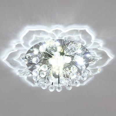 Flower Flush Mount Recessed Lighting Simplicity Crystal Clear LED Ceiling Fixture in Warm/White/Multi-Color Light