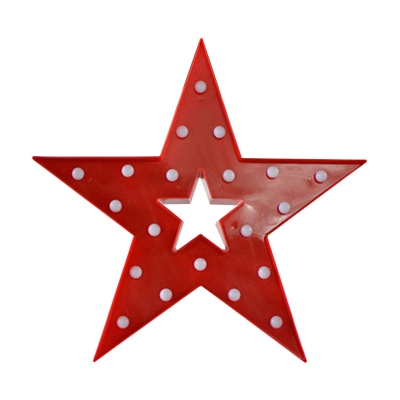 Kids Star Cutouts Night Lighting Plastic Childrens Bedroom LED Wall Night Light in Red/White