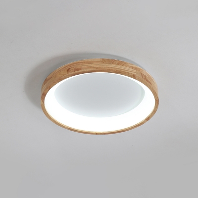 Minimalist Round/Square/Rectangle Ceiling Fixture Acrylic Bedroom LED Flush-Mount Light in Wood, Warm/3 Color Light